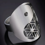 Geometric Yin Yang Silver Ring