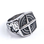 Men's Compass Ring Wind Rose Silver