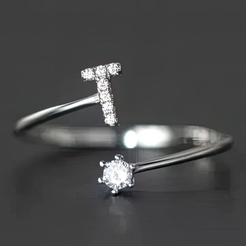 Women's initial ring - letter t