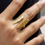 Wide angel wing ring