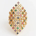 Wide rainbow ring for women multicolor
