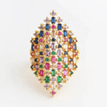 Wide rainbow ring for women gold