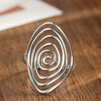 Textured spiral statement ring in silver