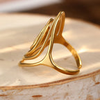 Textured spiral statement ring in gold