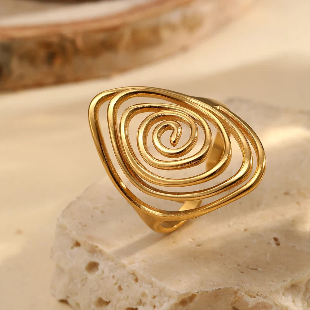 Textured spiral statement ring in gold