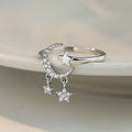 Moon and Star Women’s Ring Celestial Band