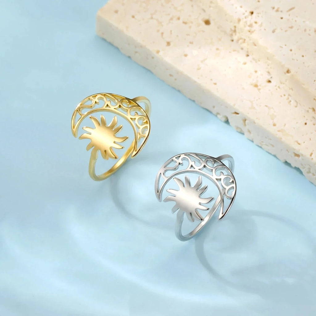 Moon and Sun Silver Ring