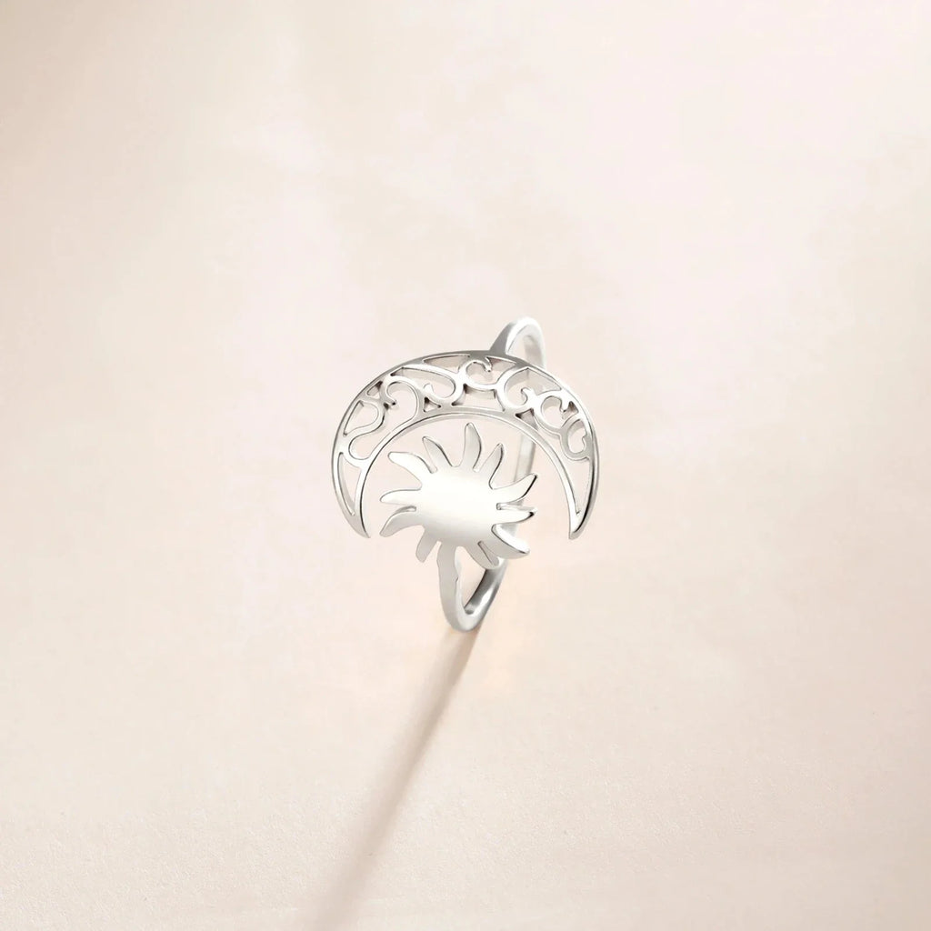 Moon and Sun Silver Ring