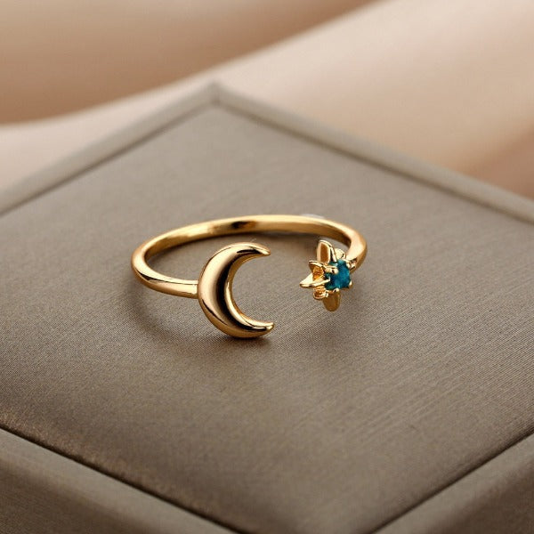 Moon Ring for Women Celestial Ring Gold