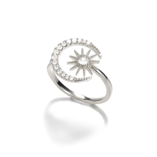 Moon Ring for Women Celestial Ring Sun Silver