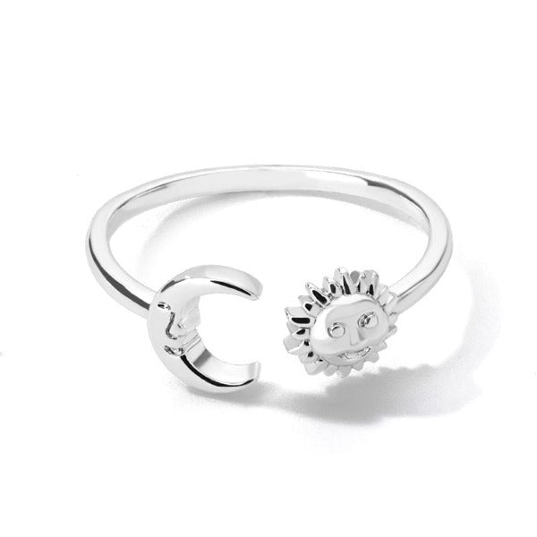 Moon Sun Stars Ring for Women silver