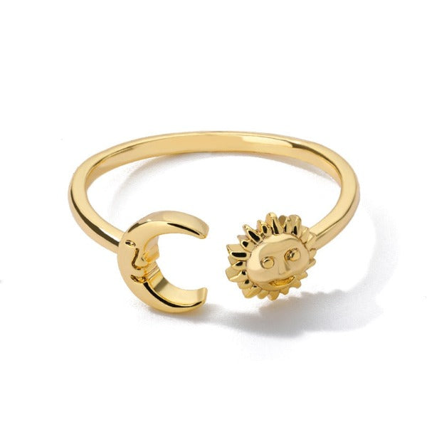 Moon Sun Stars Ring for Women gold