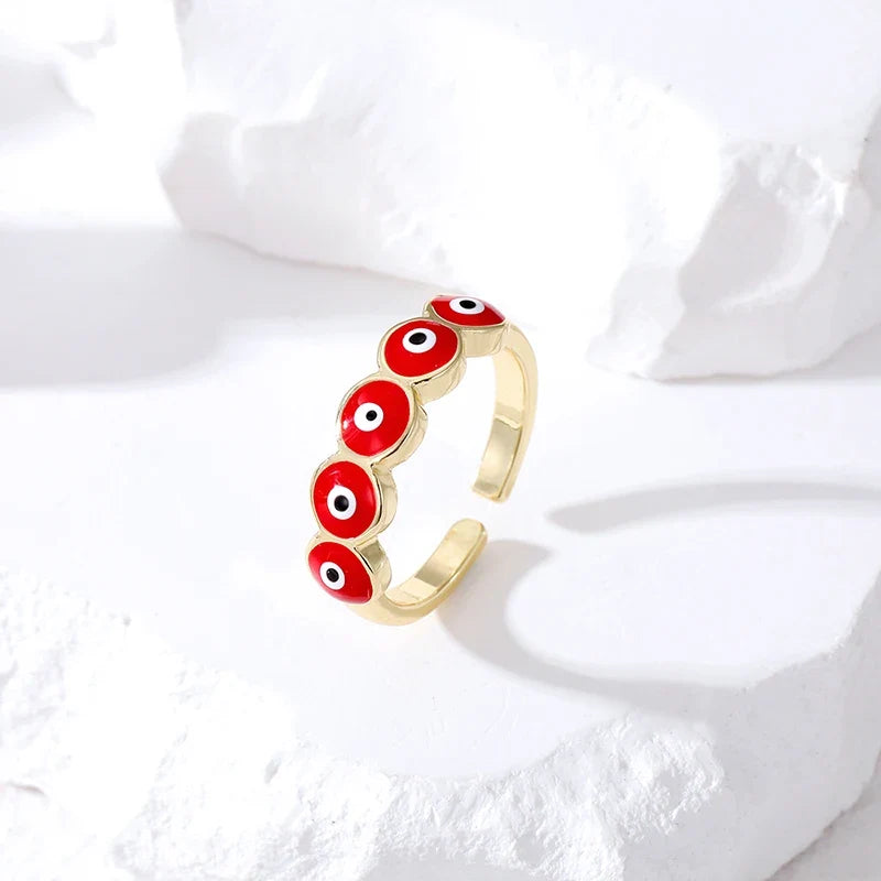 Red Blue Turkish Evil Eye Ring