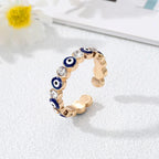 Bohemian-Style Turkish Blue Evil Eye Ring blue