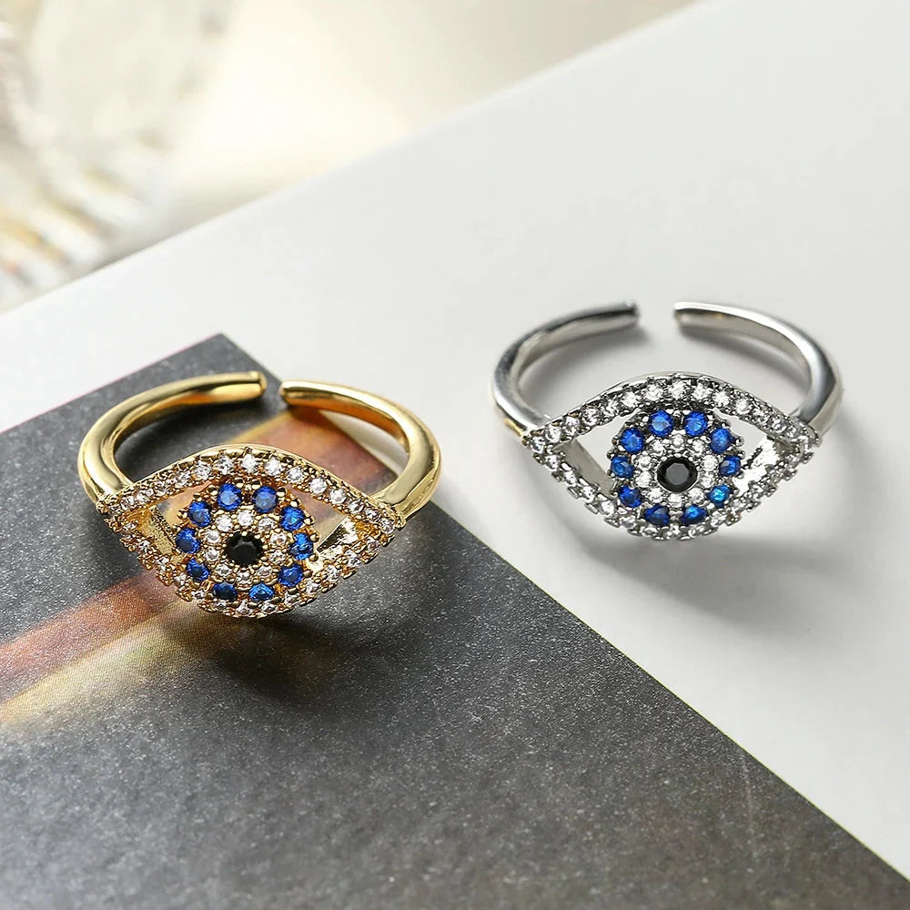 Blue Turkish Evil Eye Zircon Ring