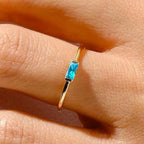 Minimalist ring with rectangular birthstone for women December
