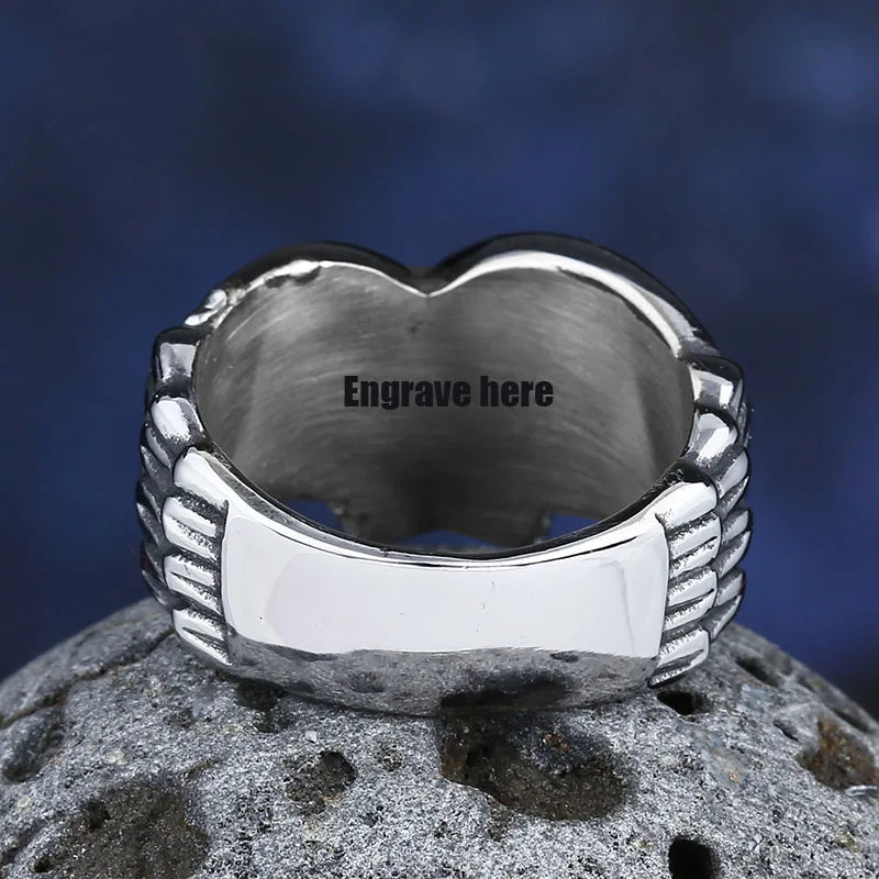 Aged feather motif ring