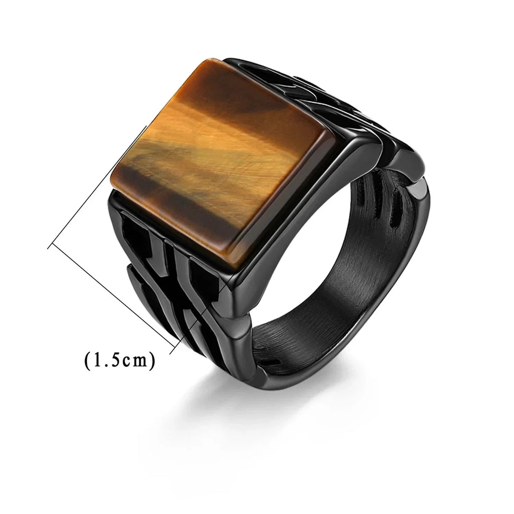 Men’s Tiger’s Eye Ring with Square Stone