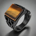 Men’s Tiger’s Eye Ring with Square Stone
