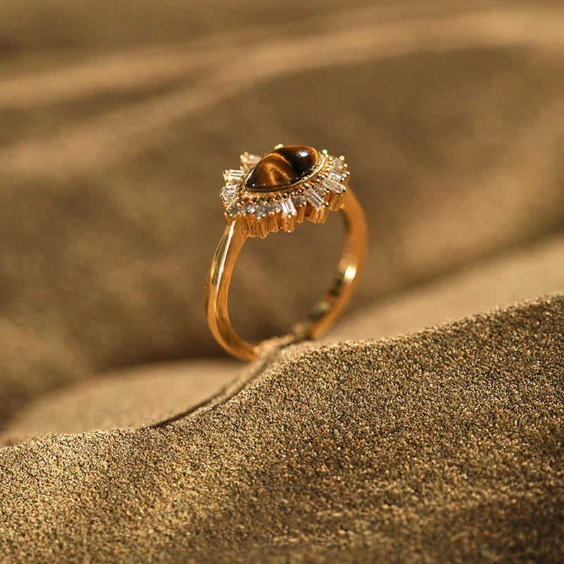 Women's Gold Tiger's Eye Ring