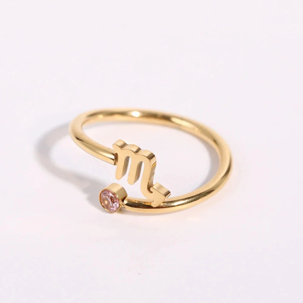 Gold Zodiac Sign Ring 12 Constellations Scorpio