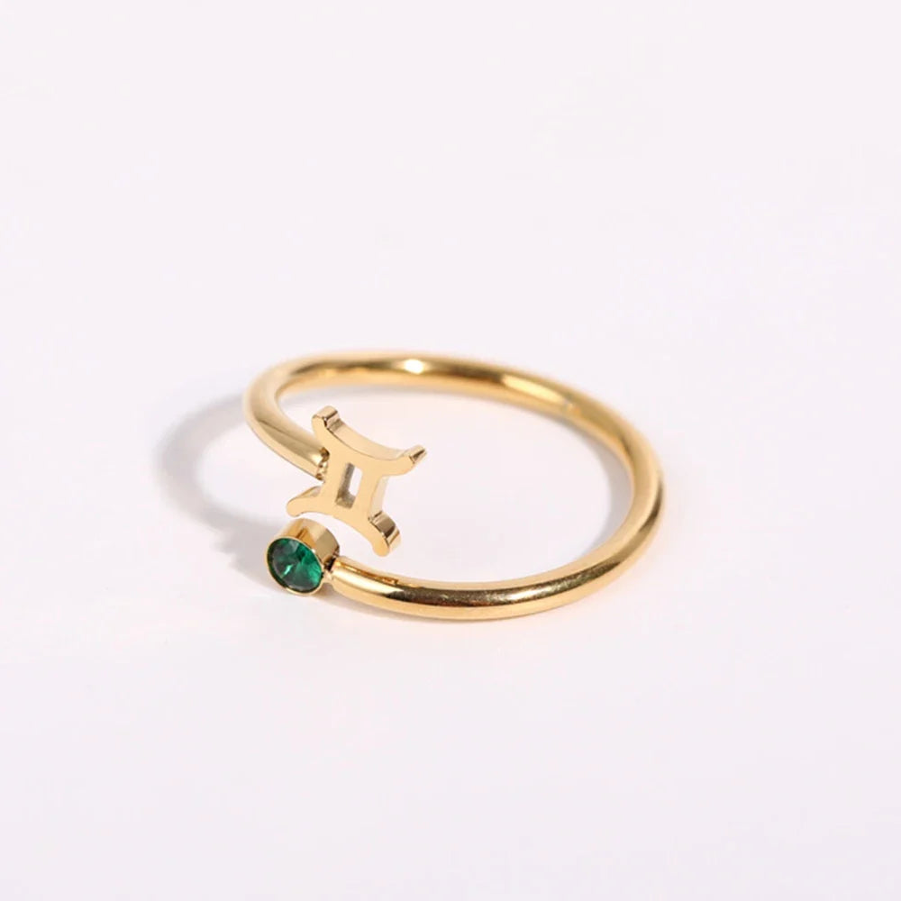 Gold Zodiac Sign Ring 12 Constellations Pisces