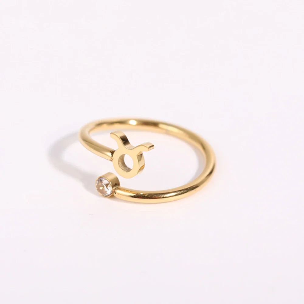 Gold Zodiac Sign Ring 12 Constellations Taurus