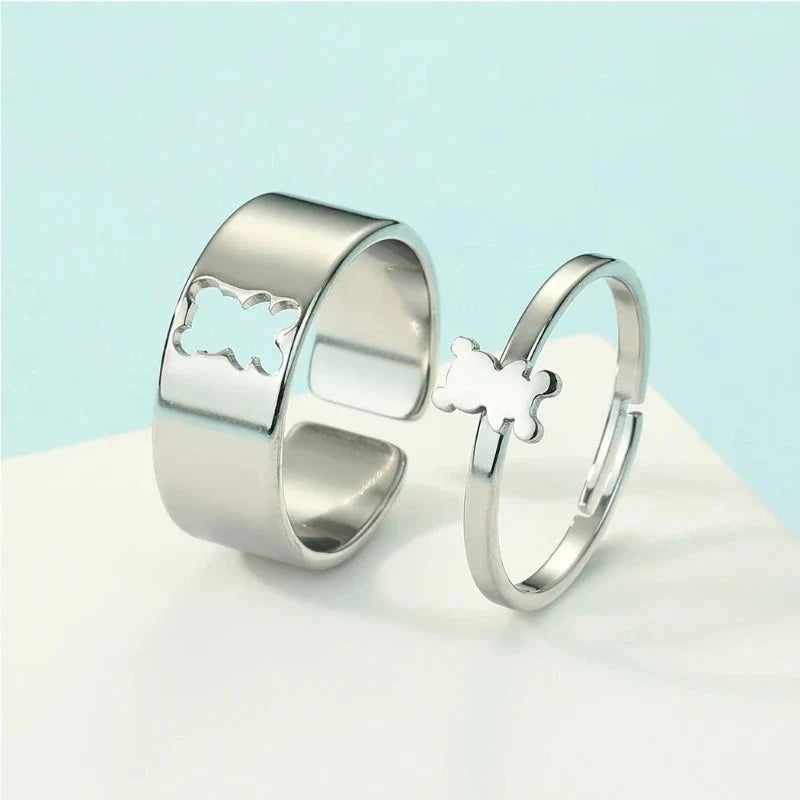 Bear Ring, 2-Piece, Silver