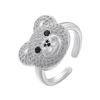 Bear Stone Ring Silver and White
