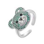 Bear Stone Ring Silver and Green