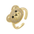 Bear Stone Ring Gold and White