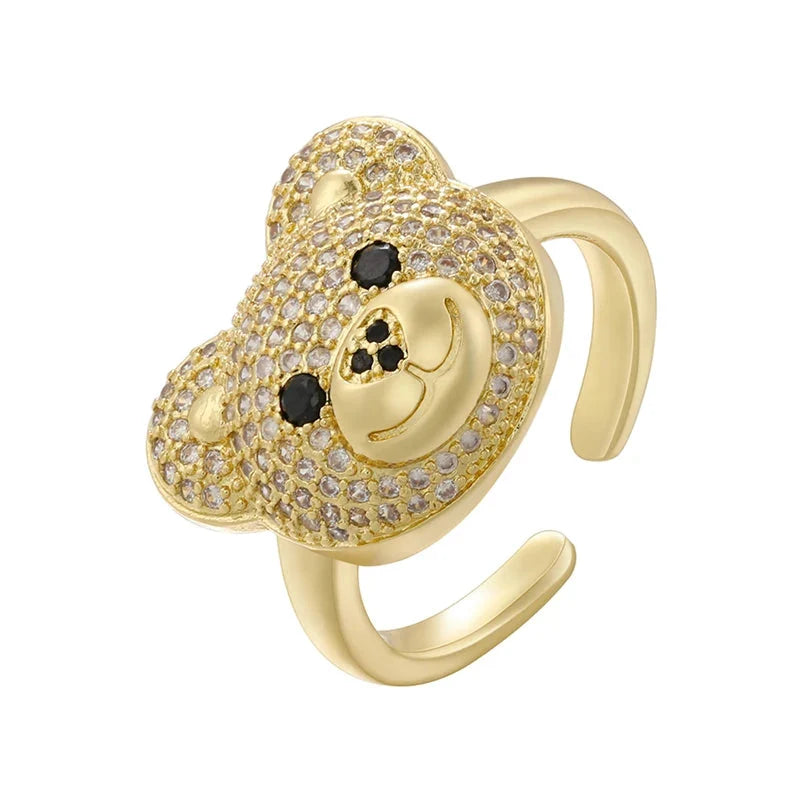 Bear Stone Ring Gold and White