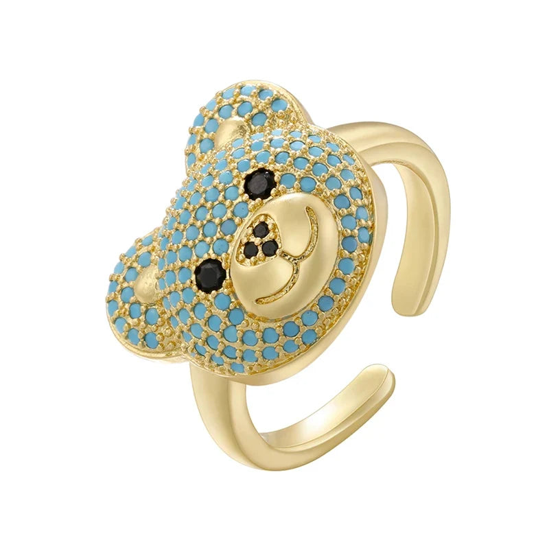 Bear Stone Ring Gold and Blue