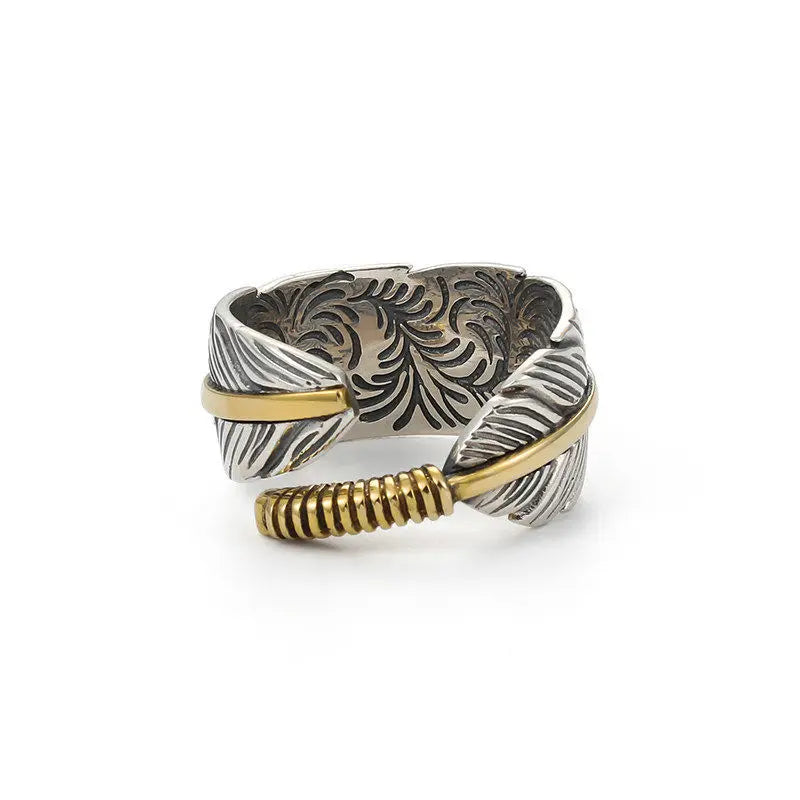 Open ring in a feather shape