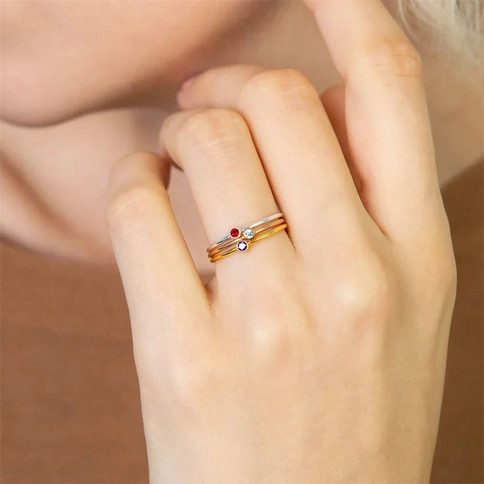 Silver & Gold Birthstone Ring