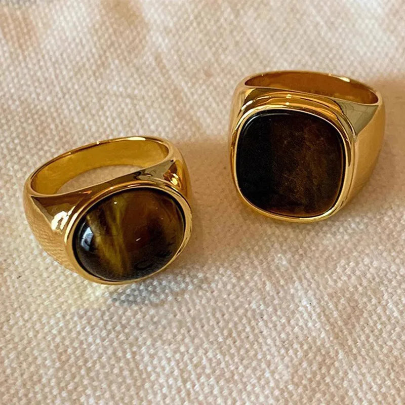 Tiger's Eye Stone Gold Ring