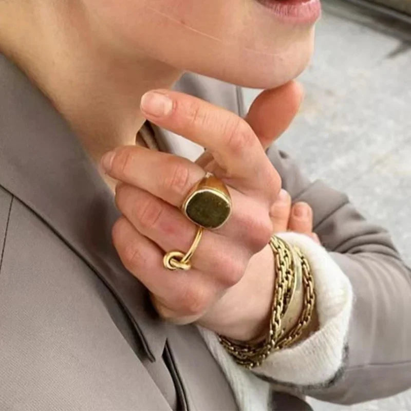 Tiger's Eye Stone Gold Ring