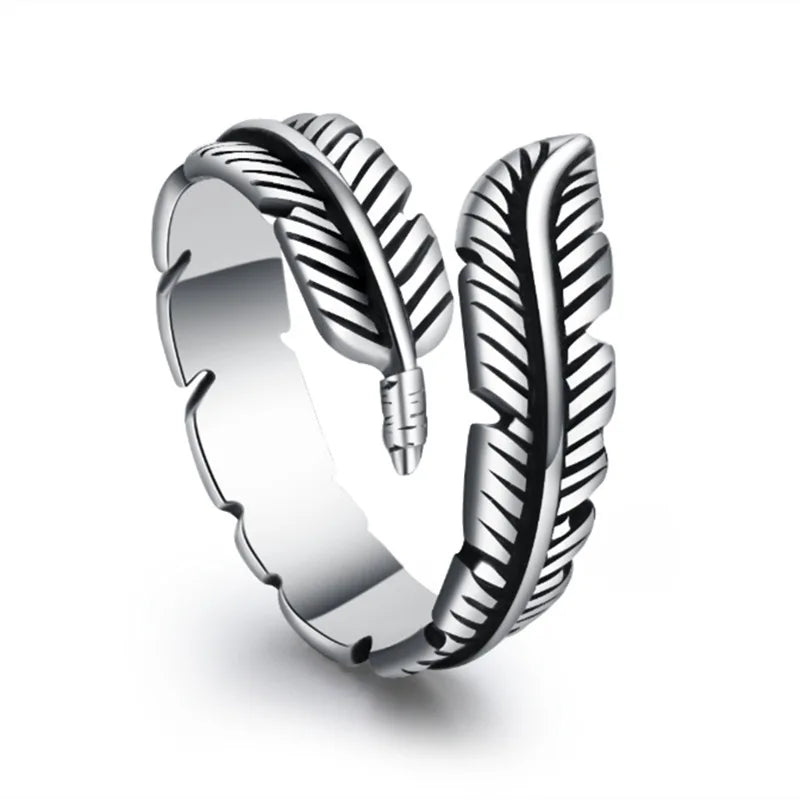 Silver Feather Ring for Women