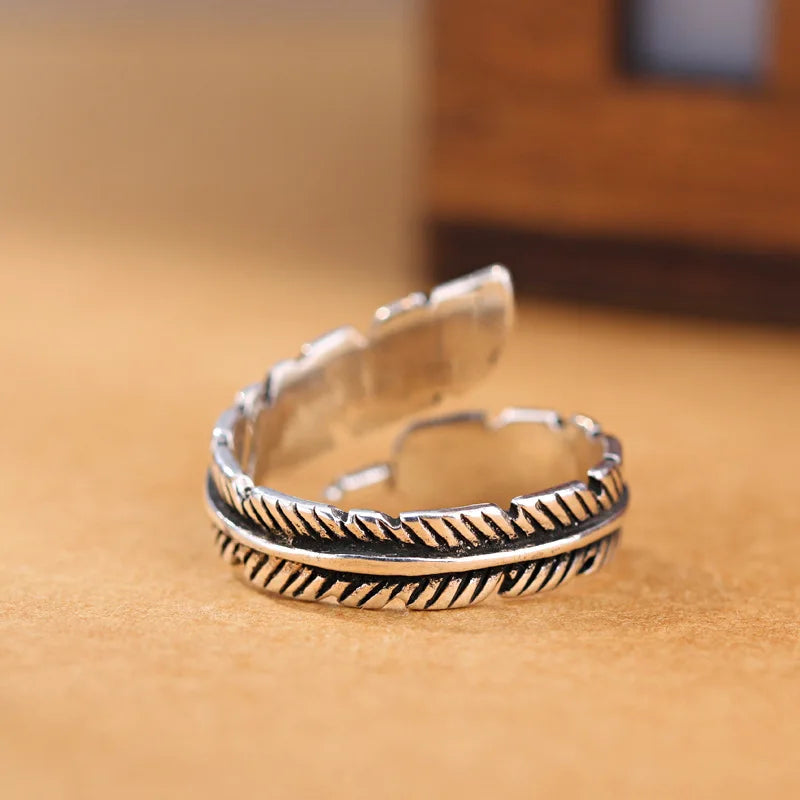 Silver Feather Ring for Women