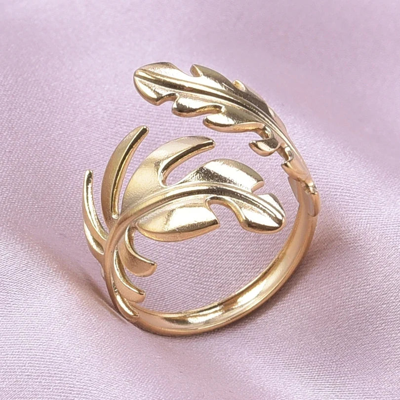 Feather Ring for Women gold