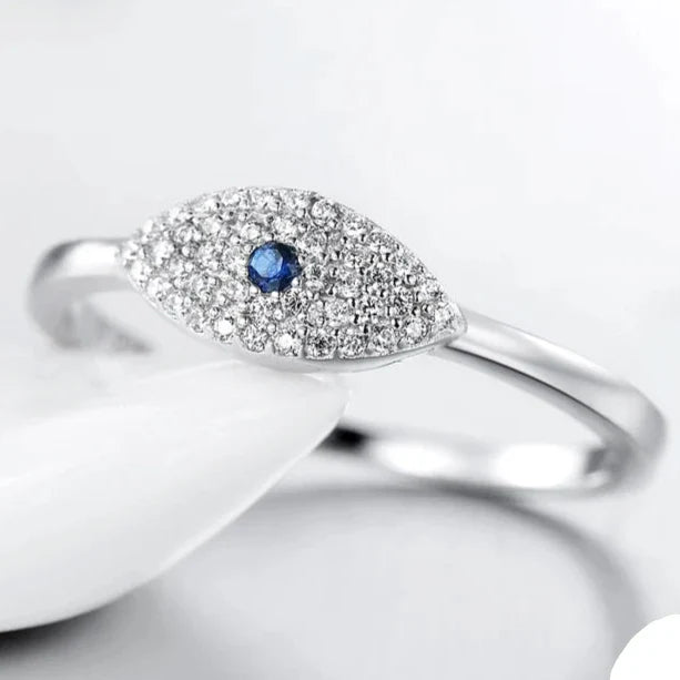 Blue Turkish Evil Eye Zircon Lucky Ring