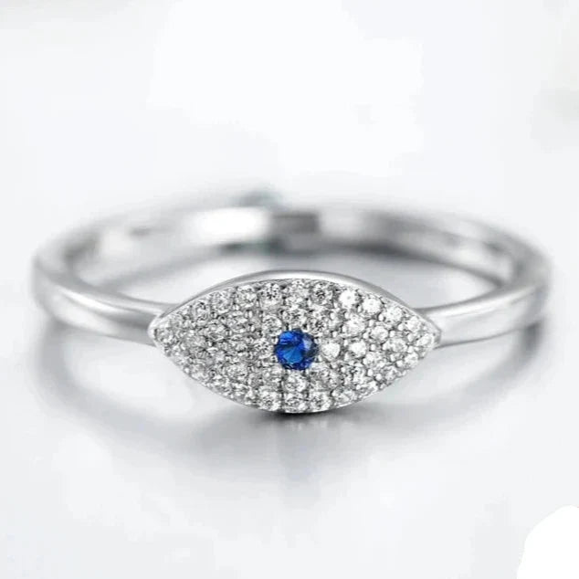 Blue Turkish Evil Eye Zircon Lucky Ring