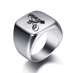 Wide men's initial ring a