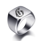 Wide men's initial ring g