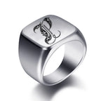 Wide men's initial ring p