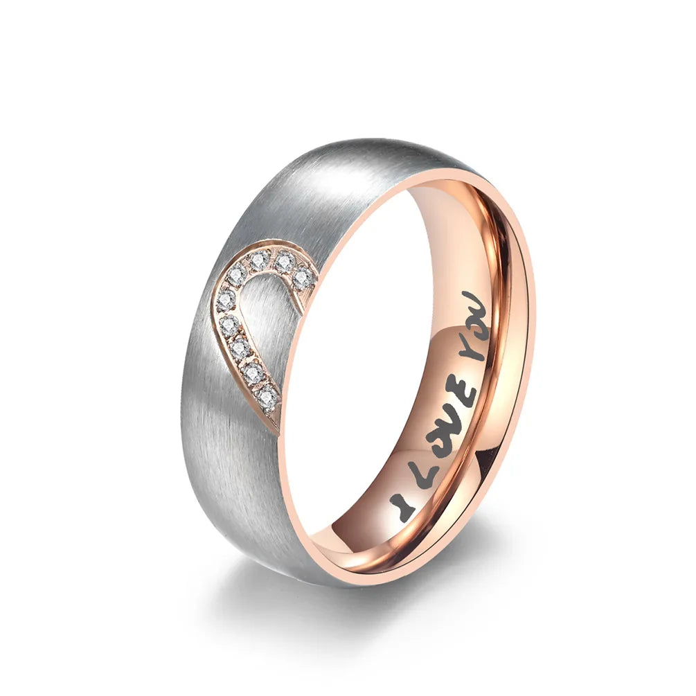 "I Love You" Proof of Love Ring with Black Heart or Rose Gold Crystal