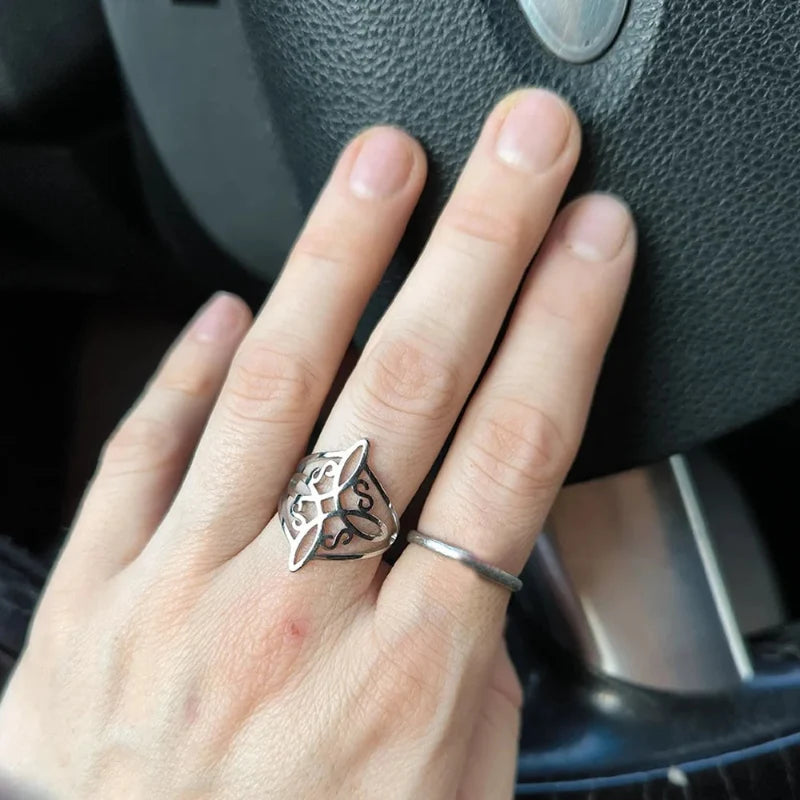 Witch’s Knot Protection Ring Unisex Wiccan Ring Silver-Plated