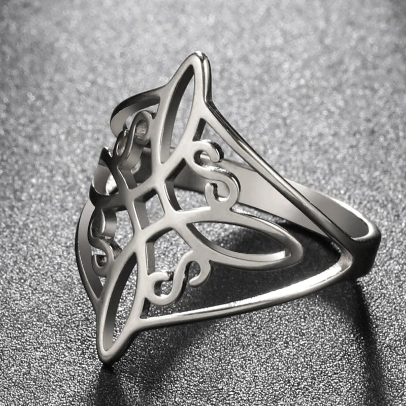 Witch’s Knot Protection Ring Unisex Wiccan Ring Silver