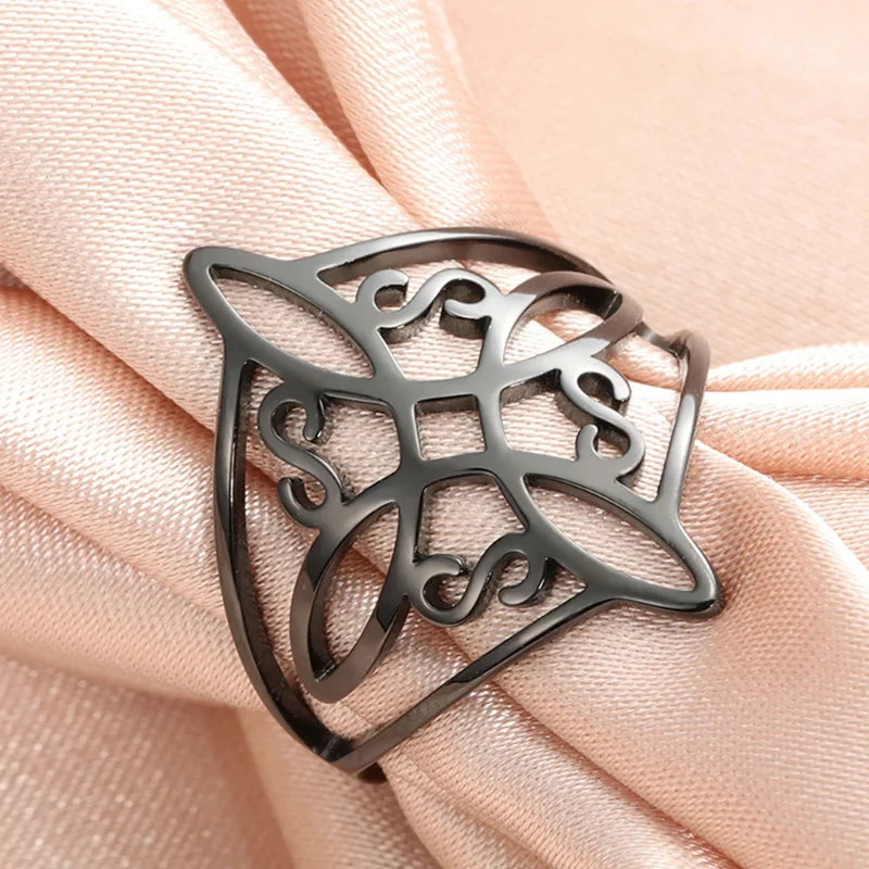 Witch’s Knot Protection Ring Unisex Wiccan Ring Black