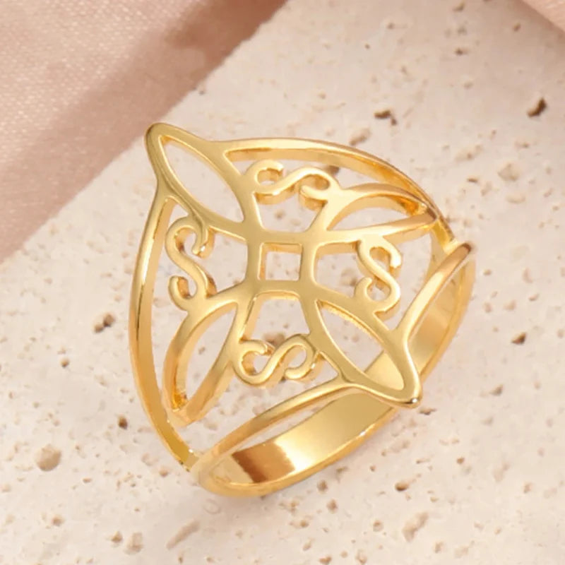 Witch’s Knot Protection Ring Unisex Wiccan Ring Gold